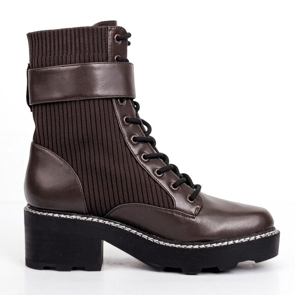 Calvin Klein Women Carabel Brown Vegan Leather Platform Combat Boots size 9 - Picture 4 of 8